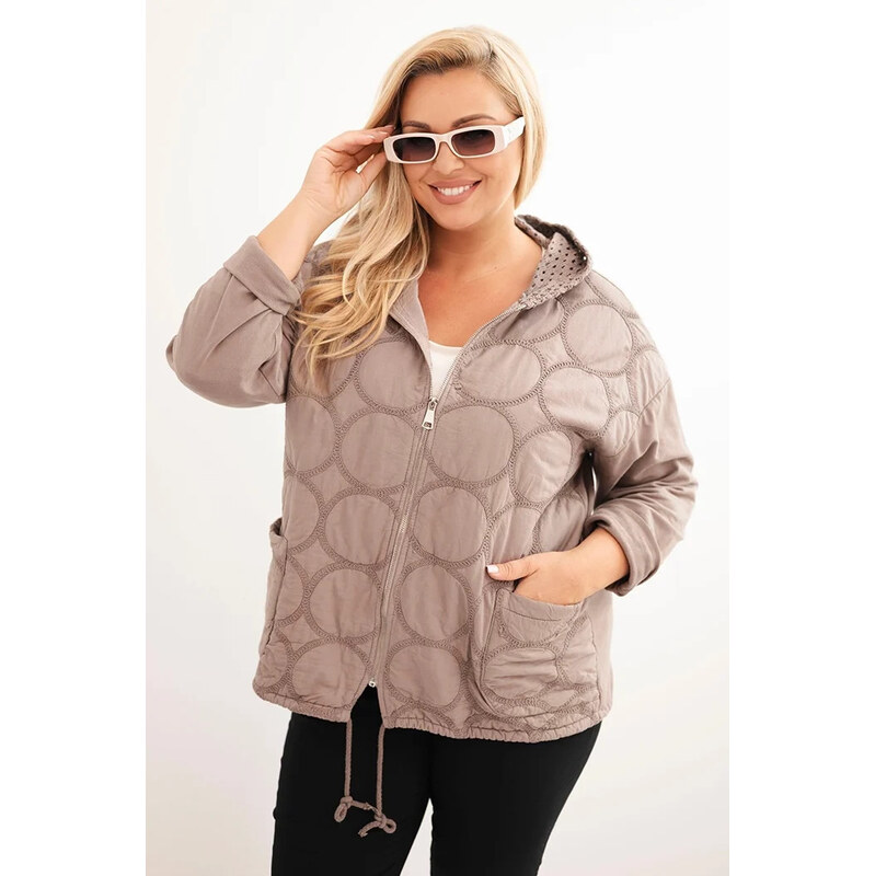 K-Fashion Dámske Plus veľkosť bavlnená mikina na zips Fango 65555492