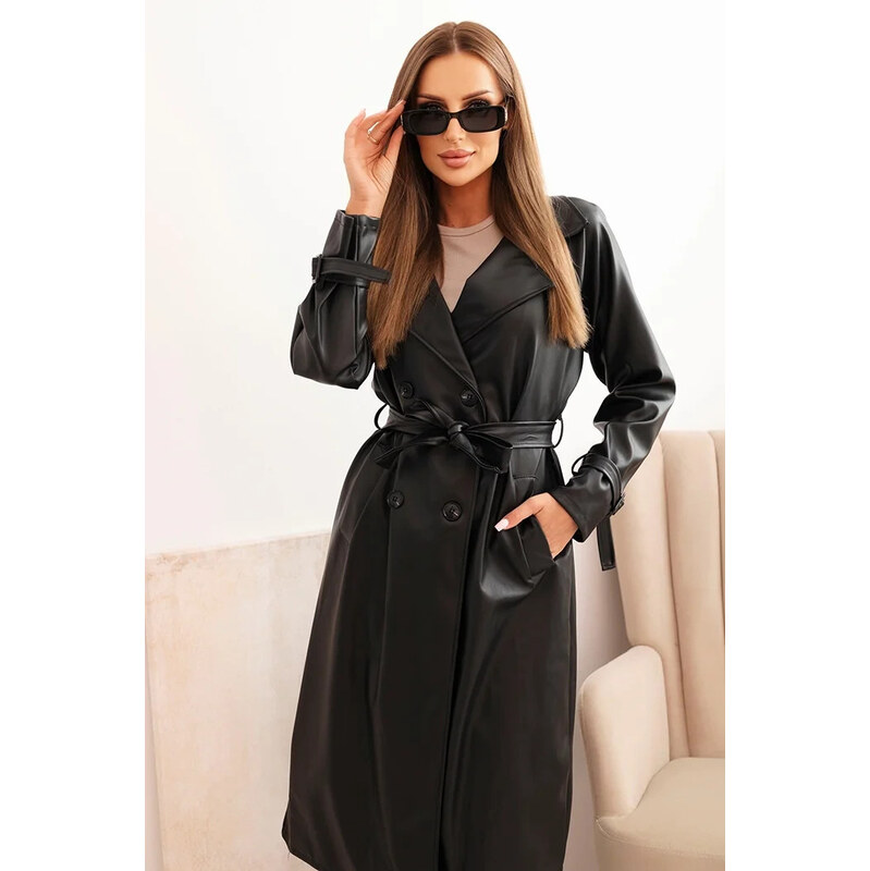 Kesi Dámsky kabát z ekokože 4467 Black - K-Fashion 66086407