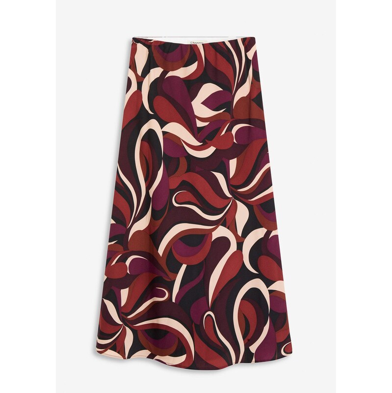 bonprix Midi sukňa z padavého saténu, farba hnedá 65531279