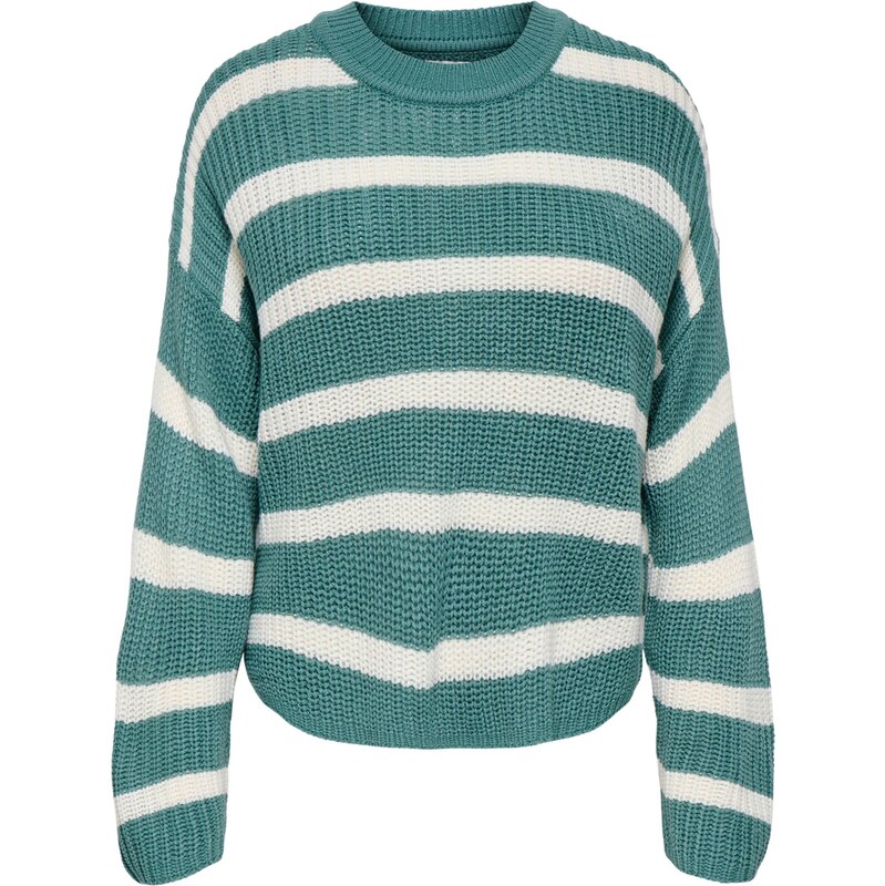 JDY Oversize sveter JDYJUSTY modrozelená / biela 65664800