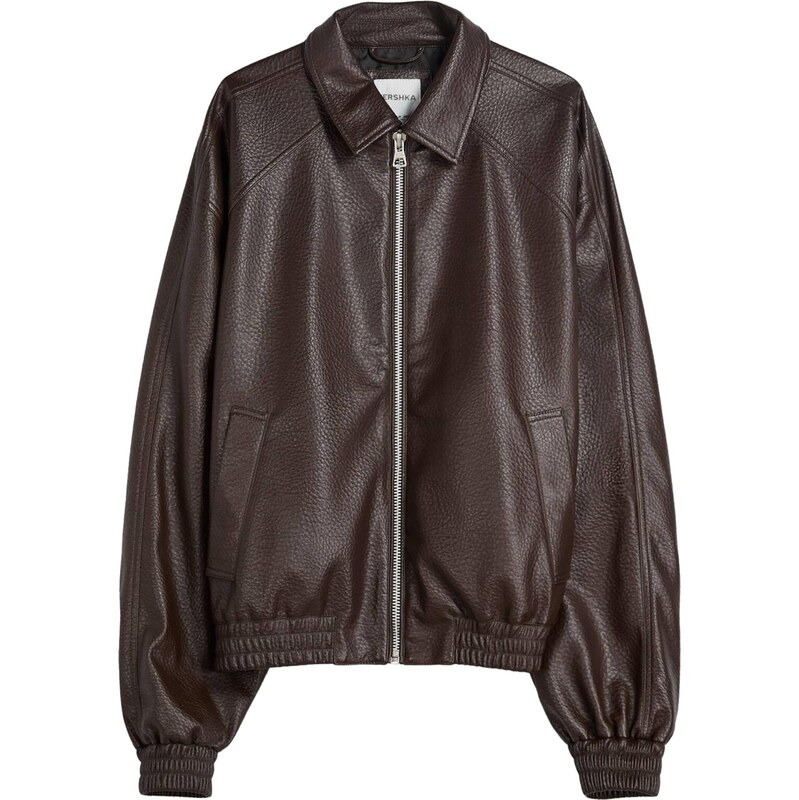 Bershka Prechodná bunda tmavohnedá 65887343