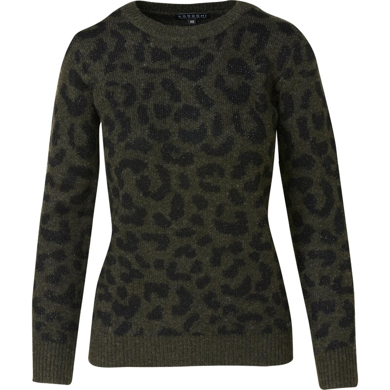 KOROSHI Sveter kaki / čierna 65889825