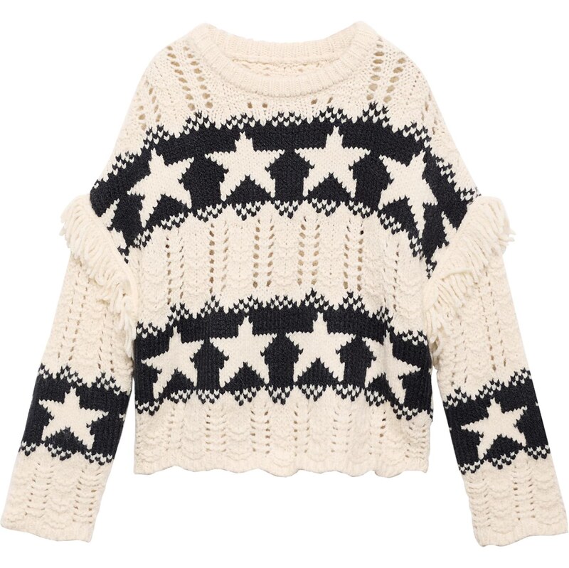 MANGO KIDS Sveter City čierna / biela ako vlna 65665393