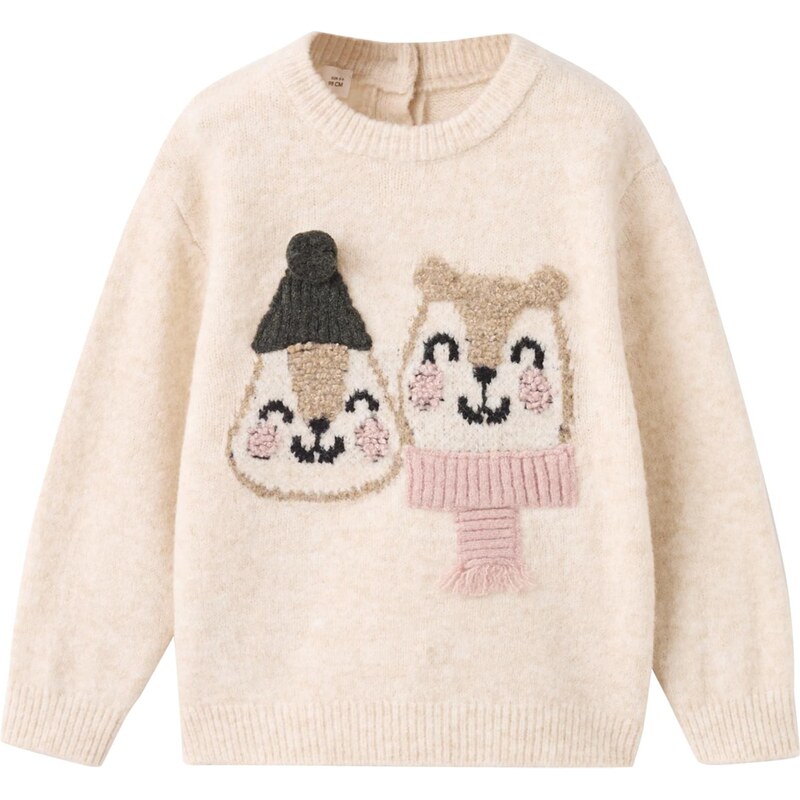 MANGO KIDS Sveter SQUIRELL béžová / piesková / staroružová / čierna 65665394