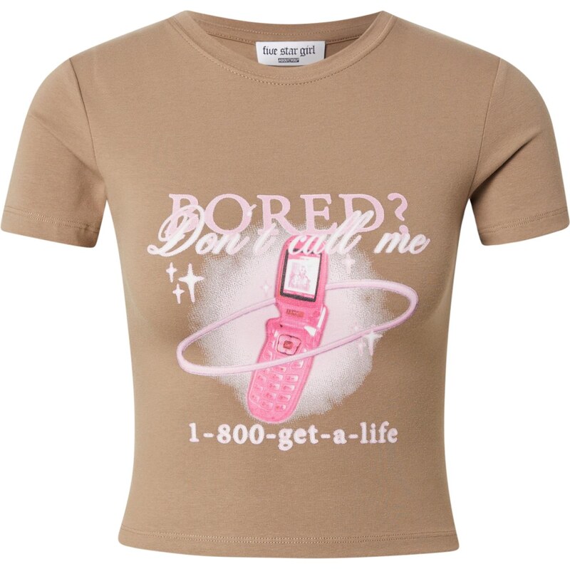 FIVE STAR GIRL Tričko tmavobéžová 65894813