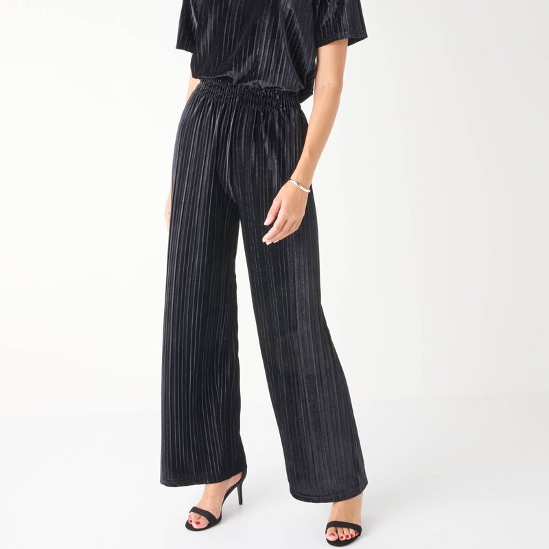 Velúrové široké nohavice s pružným pásom čierna 052 Blancheporte 65543174