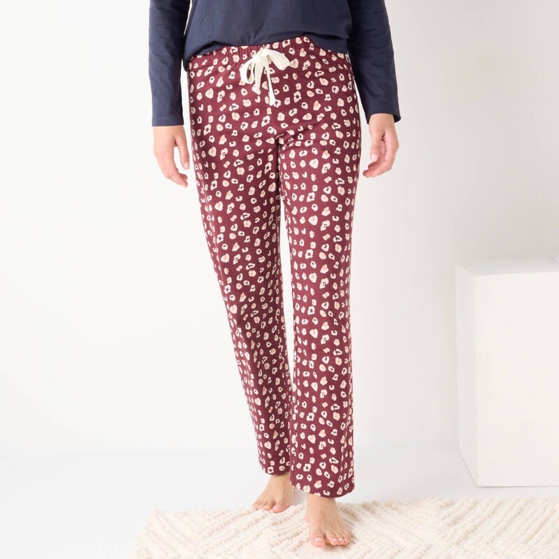 Pyžamové dlhé nohavice s celopotlačou bordó/ražná 052 Blancheporte 65543219