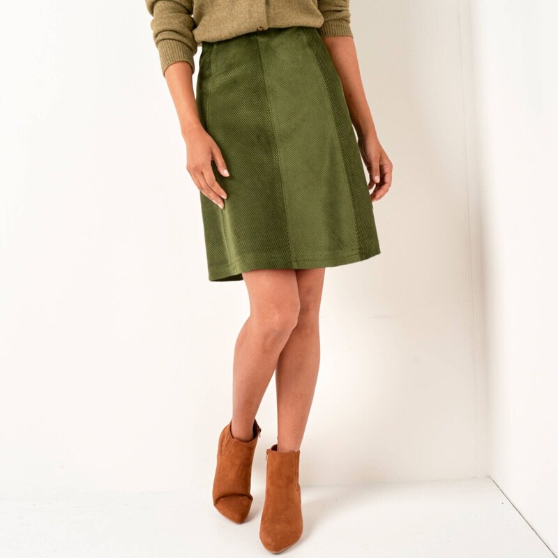 Rozšírená menčestrová sukňa khaki 054 Blancheporte 65543226