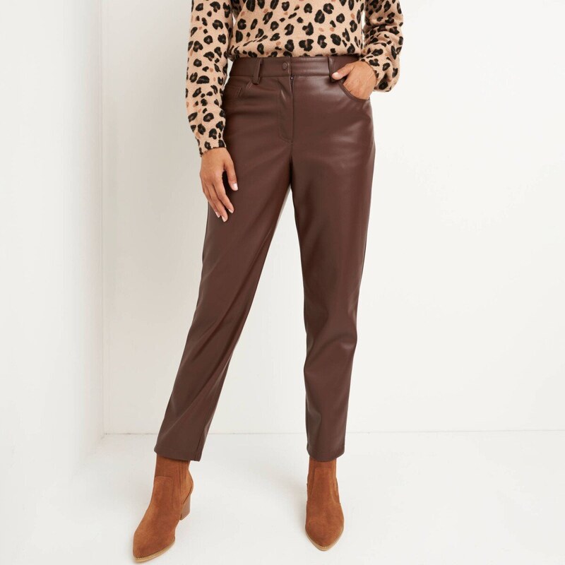 7/8 úzke koženkové nohavice čokoládová 052 Blancheporte 65543238