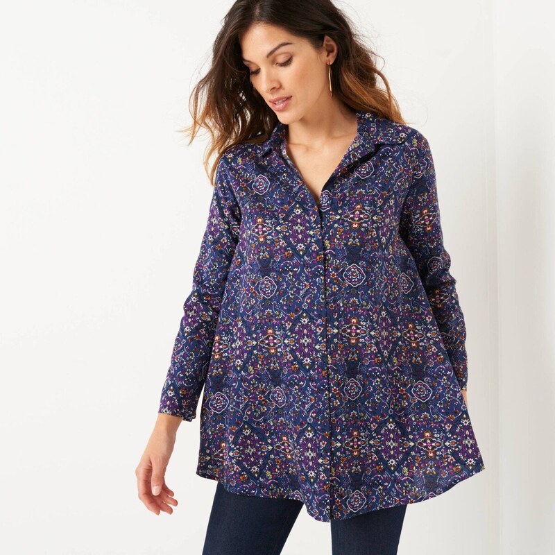 Dlhá tunika s kašmírovou potlačou modrá/purpurová 056 Blancheporte 65543250