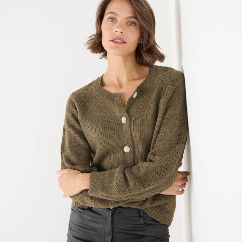 Sveter s bižutériovými gombíkmi bronzová 052 Blancheporte 65543278