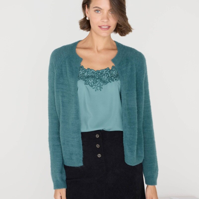 Sveter z úpletu s predĺženým vláknom smaragdová 054 Blancheporte 65543295