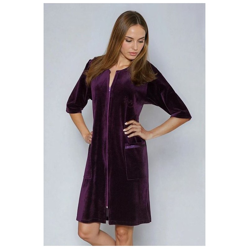 Wanmar Dámsky velúrový župan slivkový 15571989