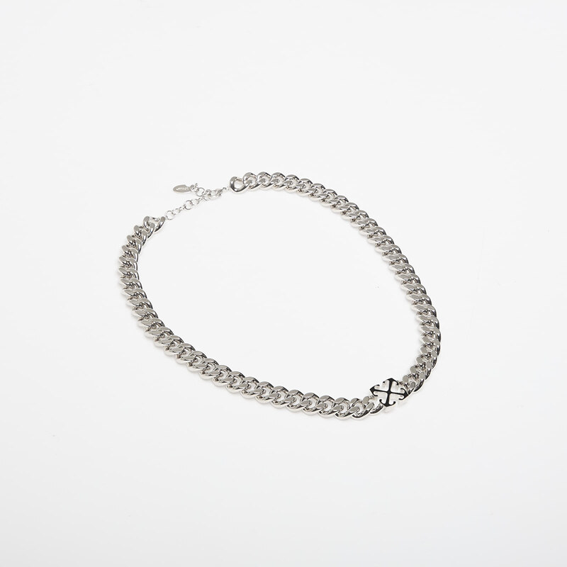 Off-White Enamel Arrow Necklace Silver/ Black Universal 65545275