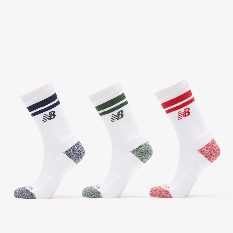 New Balance Active Lifestyle Striped Crew Socks 3-Pack White S 65546433
