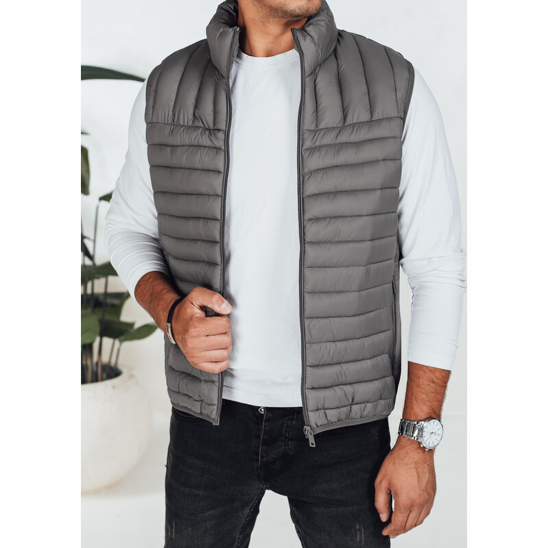 BASIC Tmavosivá pánska prešívaná vesta TX5081 65558195