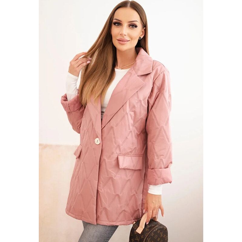 Kesi Ružová dámska Plus Size prechodná bunda s prešívaním 65558240
