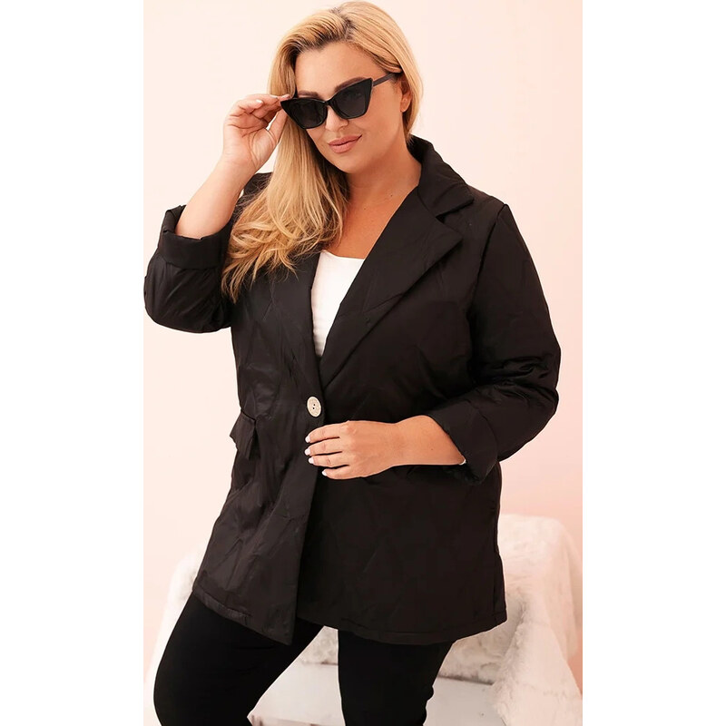 Kesi Čierna dámska Plus Size prechodná bunda s prešívaním 65558236