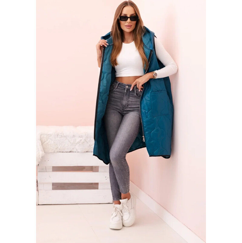 Kesi Kráľovsky modrá dámska oversize prešívaná vesta s kapucňou na 65558232