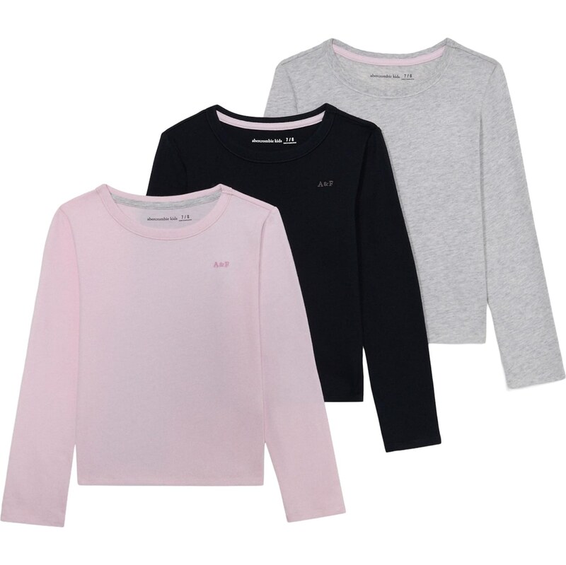 Abercrombie & Fitch Tričko sivá melírovaná / ružová / čierna 65893610