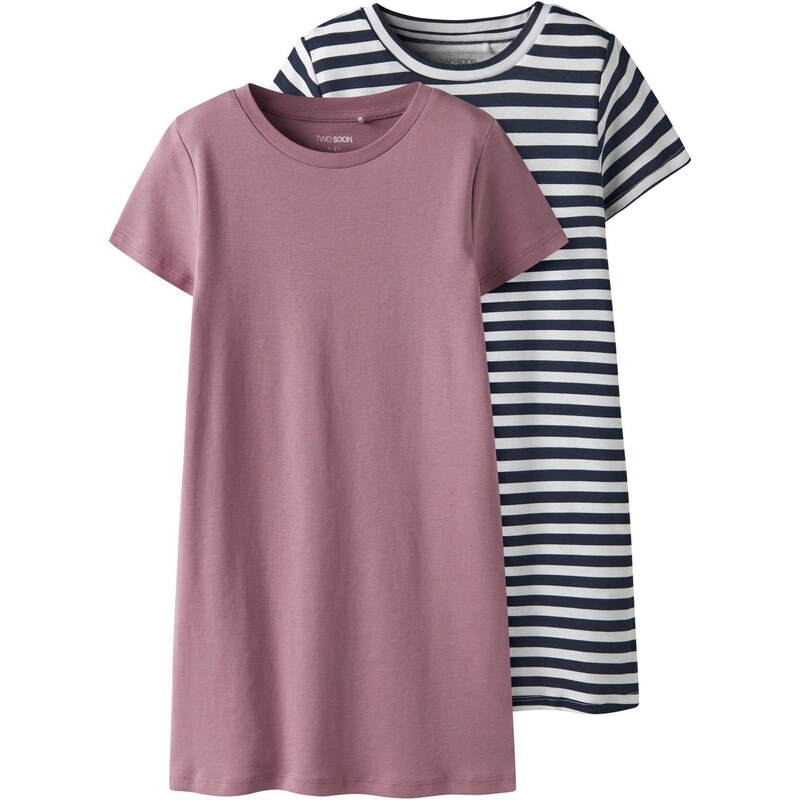 TWO SOON Šaty cyklaménová / čierna / biela 65652264