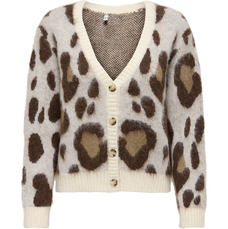 ONLY Kardigán ONLEdelie krémová / farba ťavej srsti / tmavohnedá 65906033