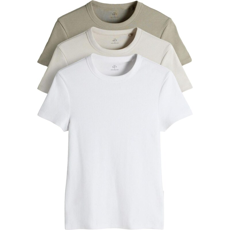 The Set Tričko krémová / kaki / biela 65663437