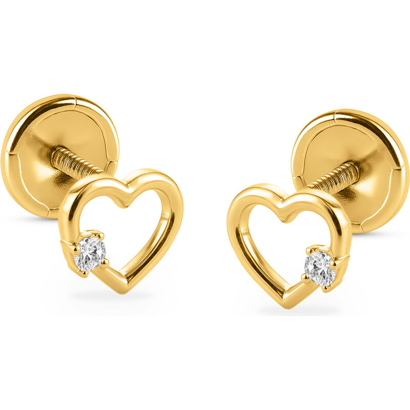 Brilio Zlaté srdiečkové náušnice s kubickým zirkónom 14/252.001/17ZIR 66585598