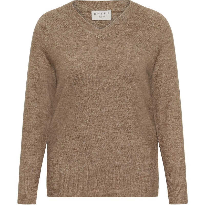 KAFFE CURVE Sveter Niela hnedá melírovaná 65888675
