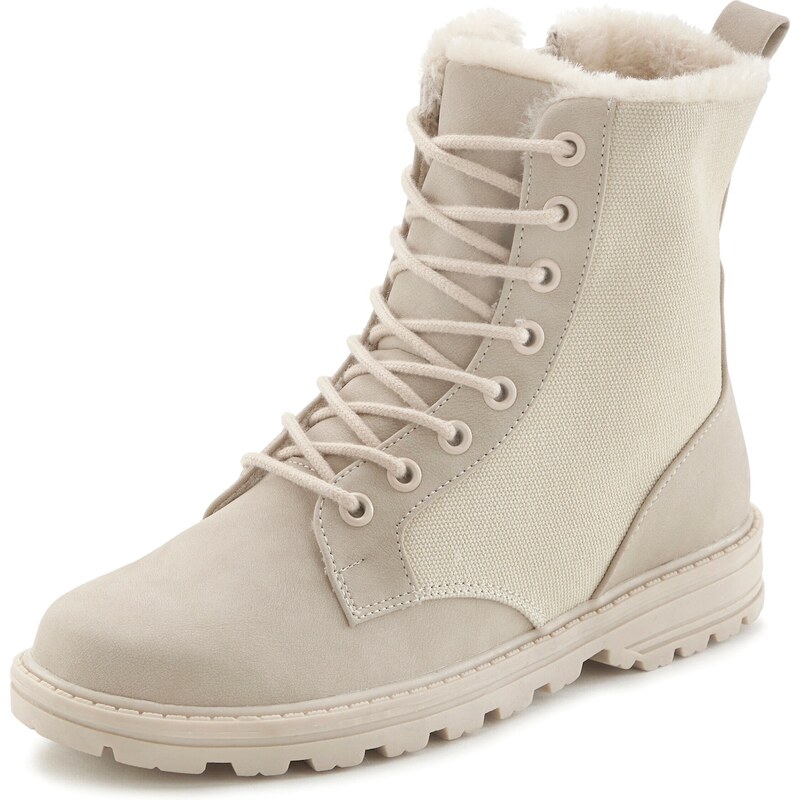 VIVANCE Šnurovacie členkové čižmy béžová / krémová 66460252