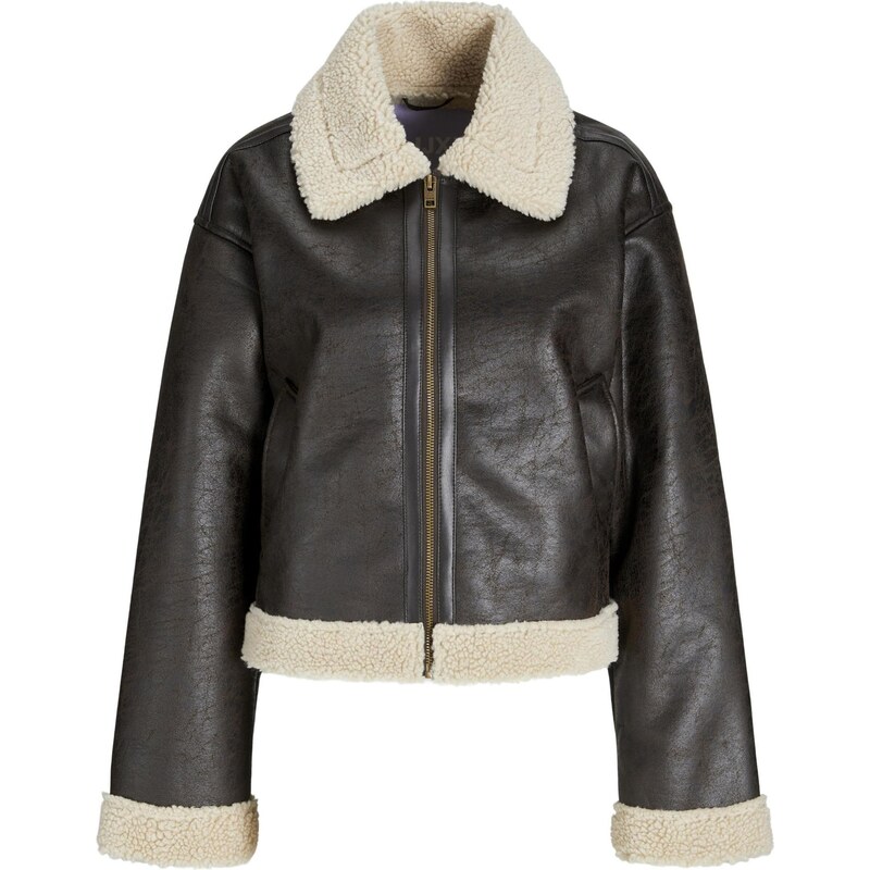 JJXX Prechodná bunda JXSVEA tmavohnedá / biela 65815747