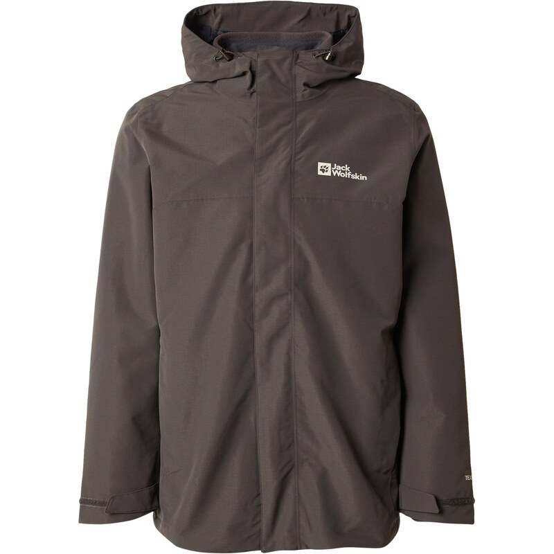 JACK WOLFSKIN Outdoorová bunda Altenberg tmavohnedá / biela 65708063