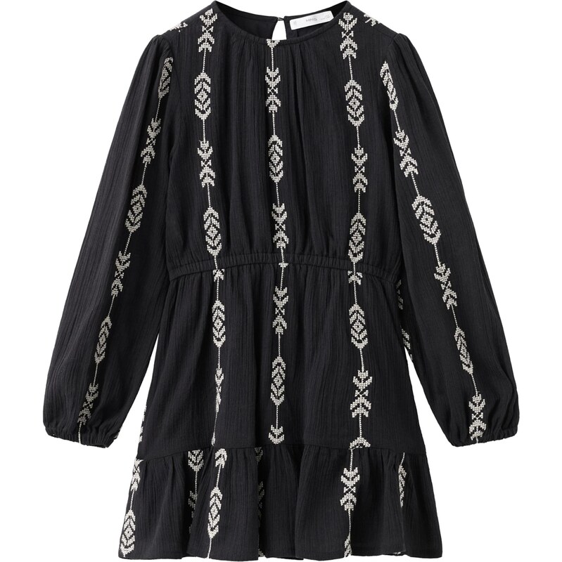 MANGO KIDS Šaty India svetlosivá / čierna 66009603