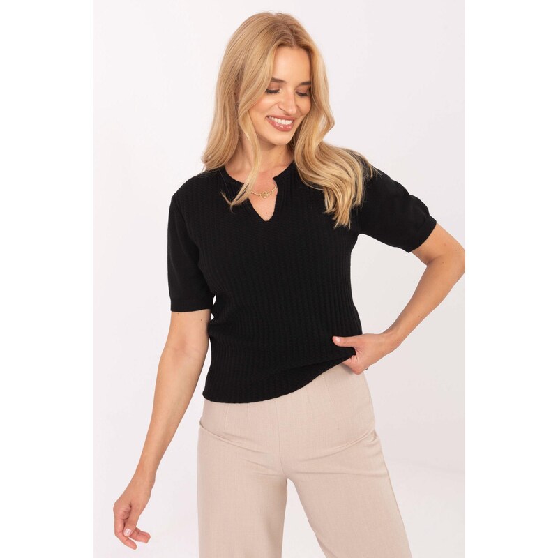 MladaModa Sveter s krátkym rukávom a retiazkou v dekolte model 05339 65578815