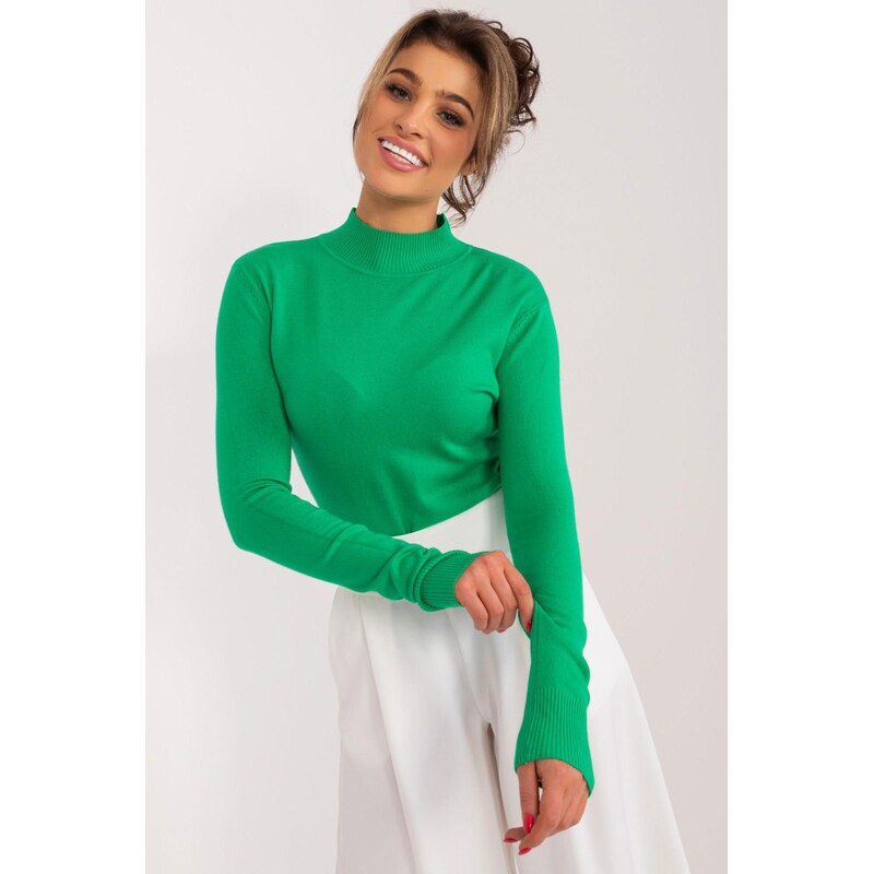 MladaModa Sveter so stojačikom model 2005 zelený 65578833