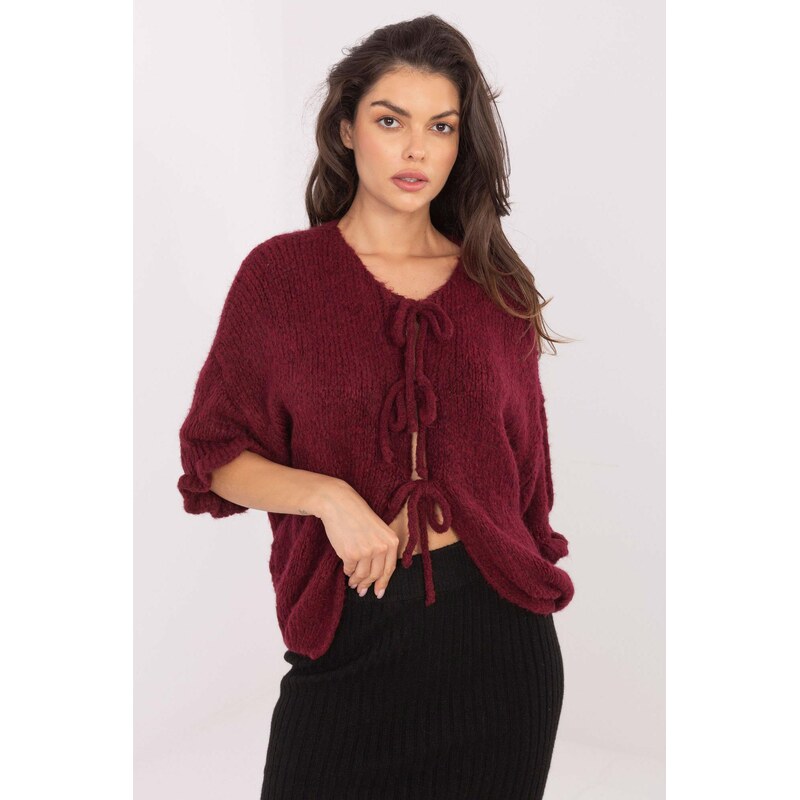MladaModa Sveter s trojštvrťovým rukávom a viazaním model 91191 65578901