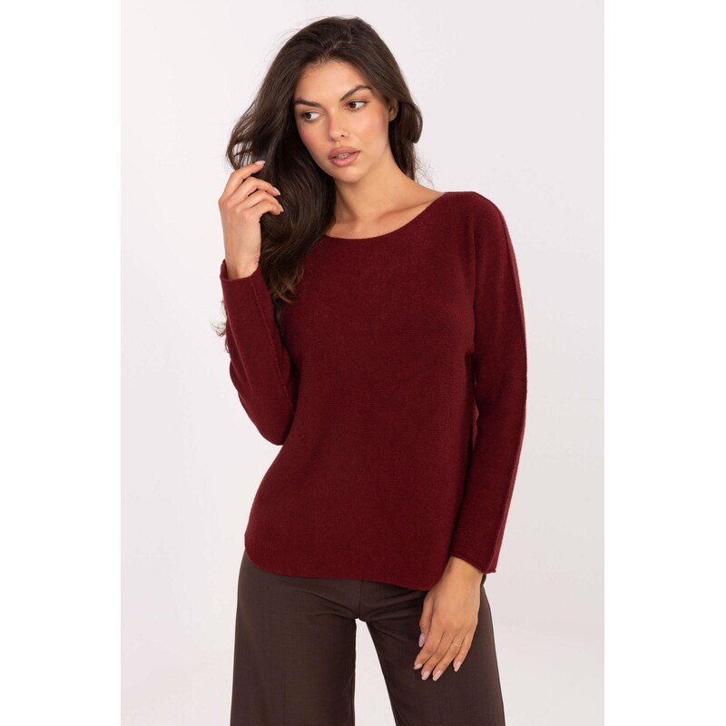 MladaModa Klasický sveter model 21963 bordový 65578992