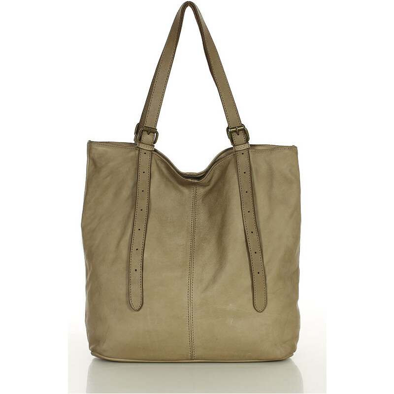 Genuine Leather MARCO MAZZINI Béžová minimalistická kabelka (v201d) 32847370