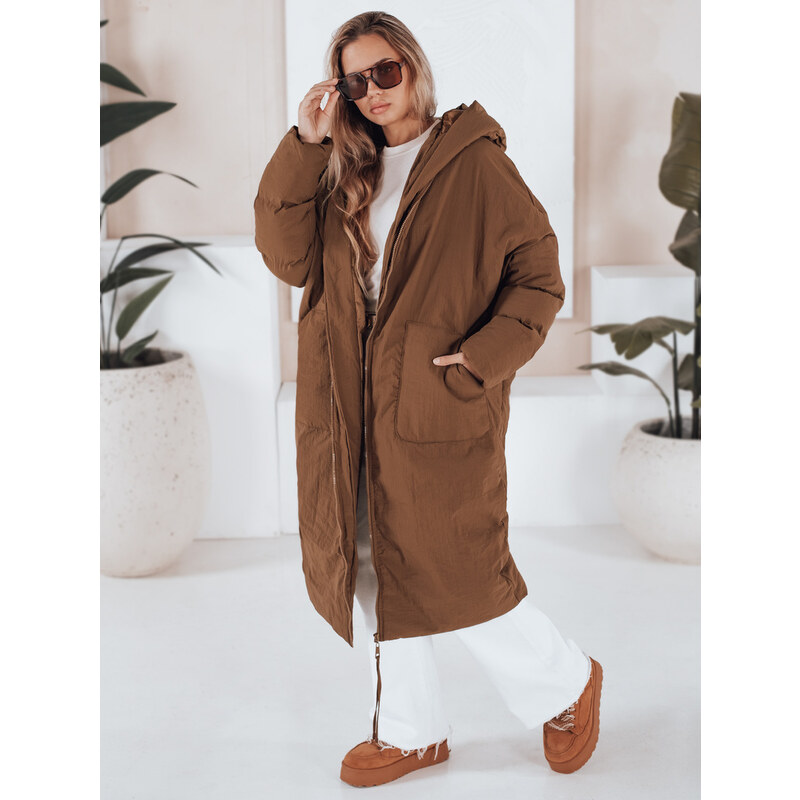 BASIC Hnedý dlhý kabát MELVIN TY3238 35927937