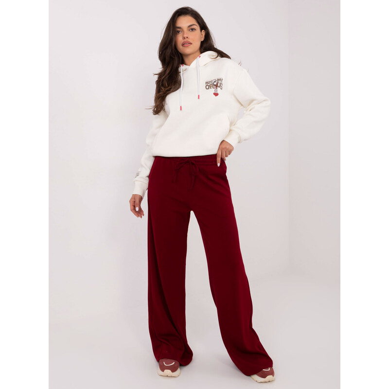 RELEVANCE Vínové dámske viskózové tepláky so širokými nohavicami RV-DR 65581464