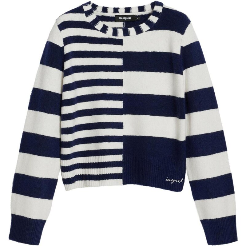 Desigual Sveter tmavomodrá / biela 65659352