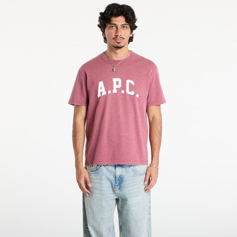 Tričko A.P.C. T-Shirt Marcus Rouge Fonce Blanc M 65583194