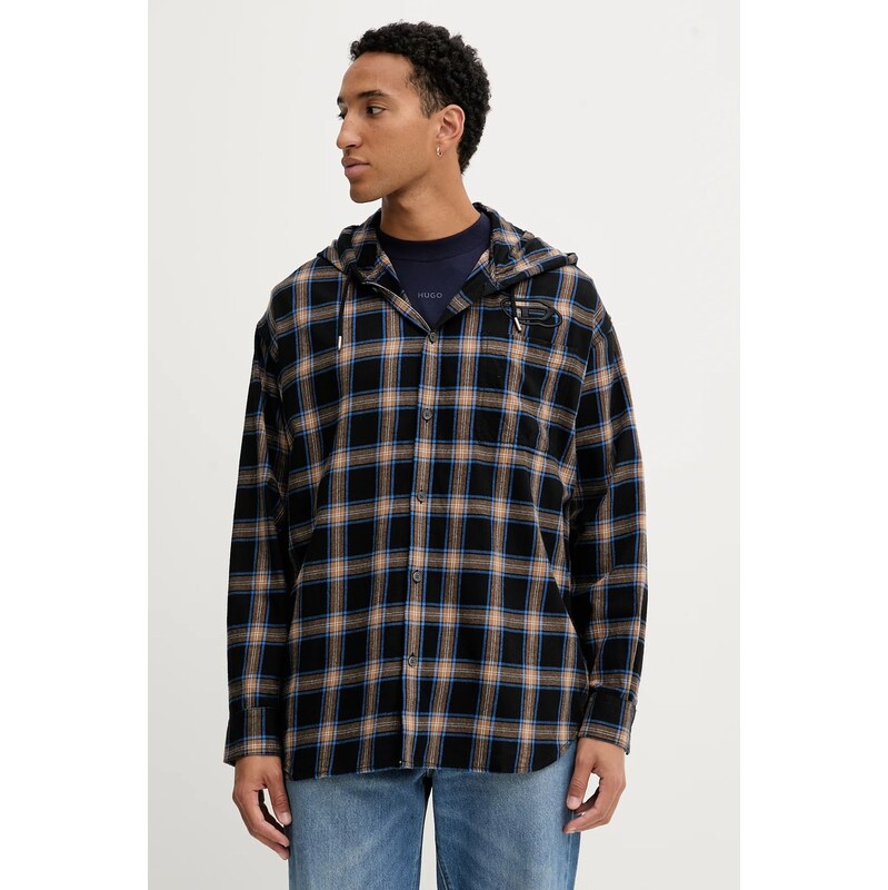 Bavlnená košeľa Diesel S-DEWNY-HOOD-AJFI 65586597