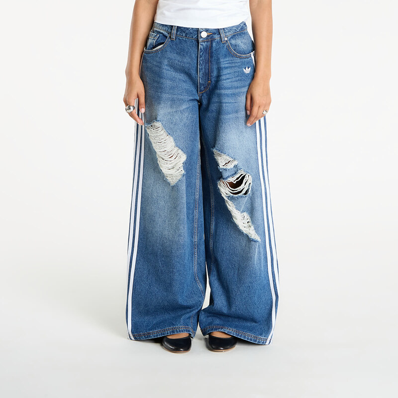 Kalhoty adidas Originals Loose Denim Destressed Pants Medium Blue 65588324