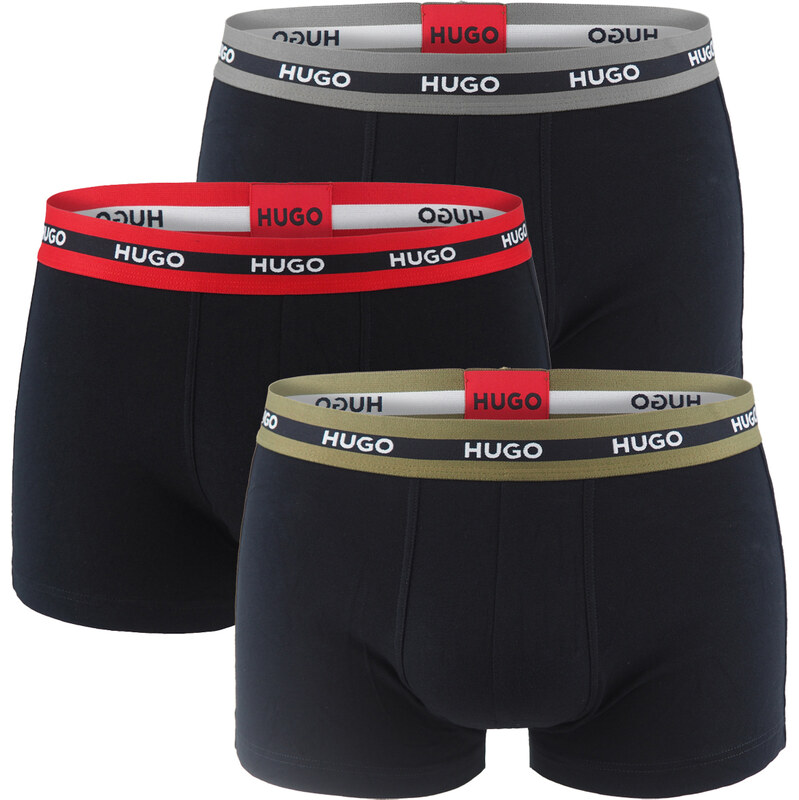 HUGO - boxerky 3PACK eco fiendly organic coton black / modern forest 65589517