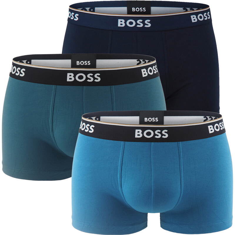 BOSS - boxerky 3PACK Power cotton stretch modern petrol & blue tones 65589519