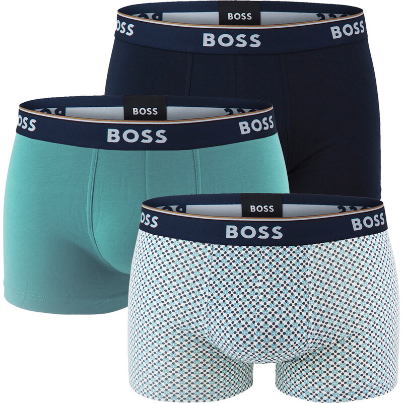 BOSS - boxerky 3PACK Power cotton stretch modern geometric print & 65589522