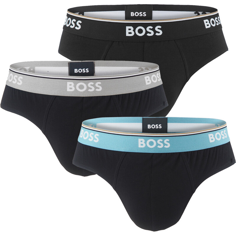 BOSS - slipy 3PACK Power cotton stretch black / modern silver & 65589526