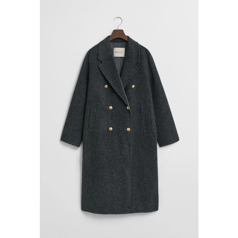 KABÁT GANT CHECKED HANDSTITCHED COAT CHARCOAL MELANGE 65451024