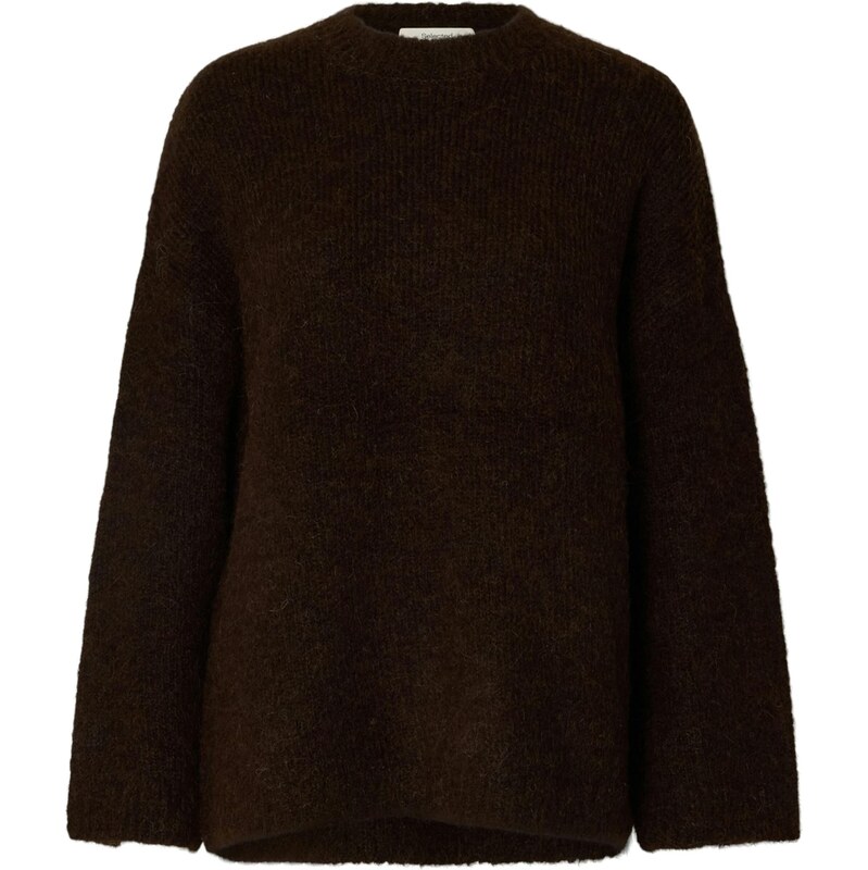 SELECTED Oversize sveter SLFGabriella tmavohnedá 66009260